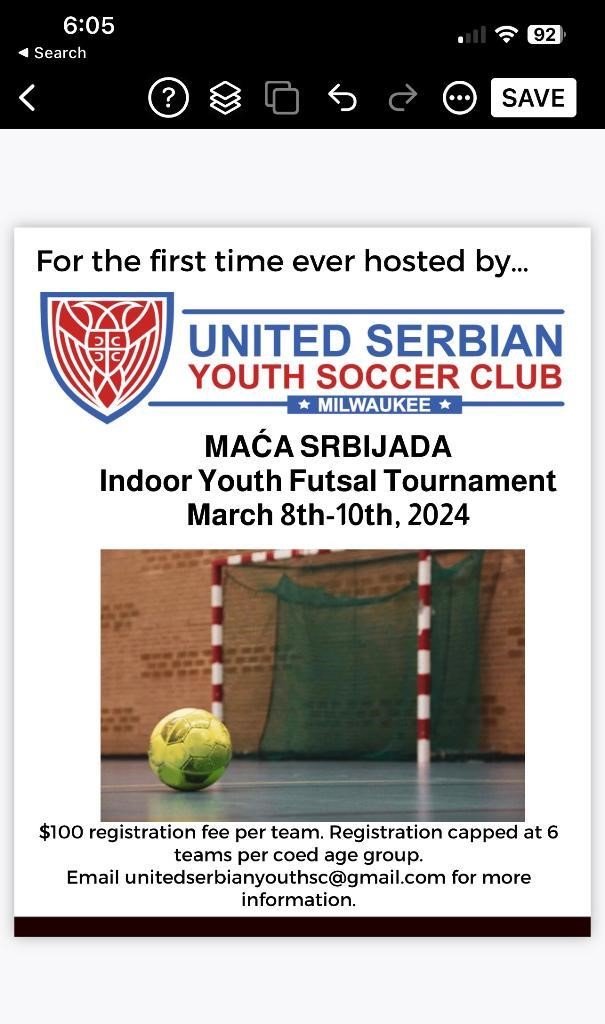 United Serbian Youth Soccer Club Flyer